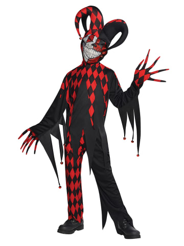 amscan 5tlg. Kostüm "Krazed Jester" in Schwarz/ Rot