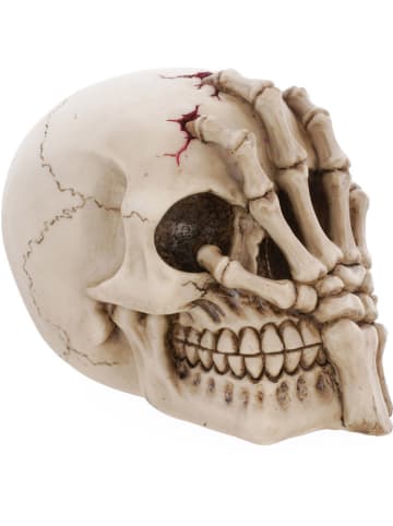 CHAKS Dekoracyjna figurka "Skull" w kolorze kremowym - 12 x 16 x 10 cm