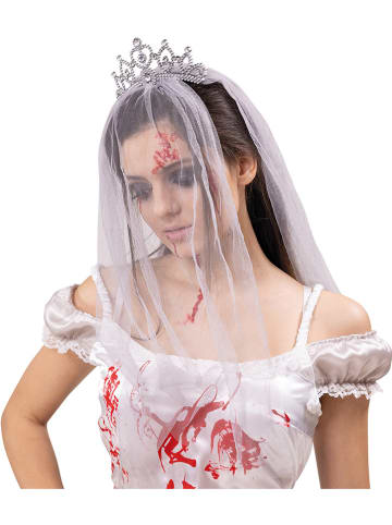 Party x People Sluier met diadeem lichtgrijs