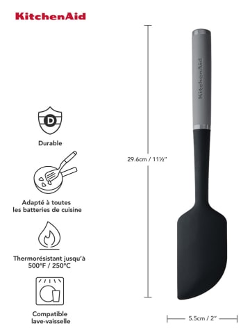 KitchenAid Teigschaber in Schwarz/ Grau - (L)29,6 cm