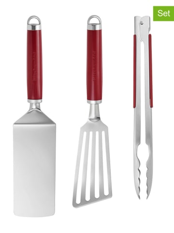 KitchenAid 3tlg. Indoor-Grillset in Silber/ Rot