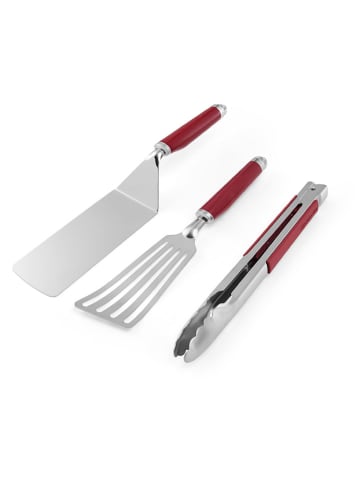 KitchenAid 3tlg. Indoor-Grillset in Silber/ Rot