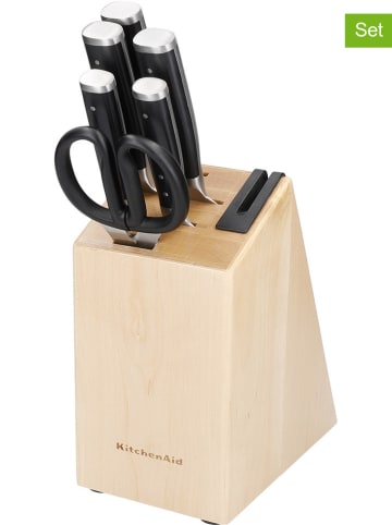 KitchenAid 7tlg. Messerblock-Set in Natur/ Schwarz