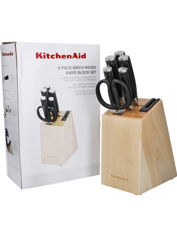 KitchenAid 7tlg. Messerblock-Set in Natur/ Schwarz