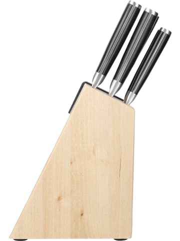 KitchenAid 6tlg. Messerblock-Set in Natur/ Schwarz