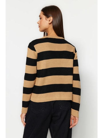 trendyol Cardigan in Camel/ Schwarz