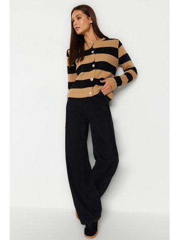 trendyol Cardigan in Camel/ Schwarz