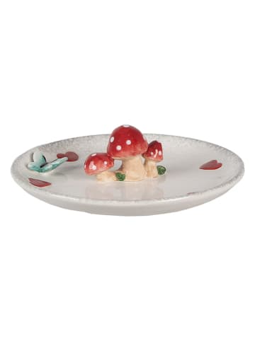 Clayre & Eef Miska dekoracyjna w kolorze biało-czerwonym - wys. 6 x Ø 21 cm