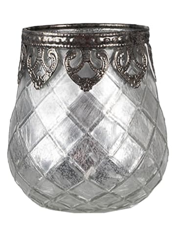 Clayre & Eef Windlicht zilverkleurig - (H)11 cm x Ø 9 cm