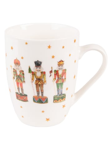 Clayre & Eef Kubek w kolorze białym ze wzorem - 350 ml