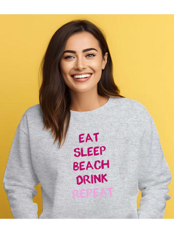 WOOOP Sweatshirt "Eat sleep beach drink repeat" grijs/roze