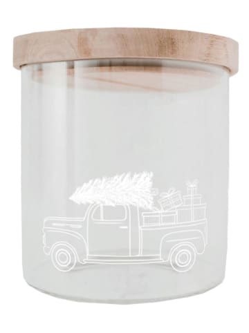 Eulenschnitt Vorratsglas "Weihnachtsauto" in Transparent/ Natur - 850 ml