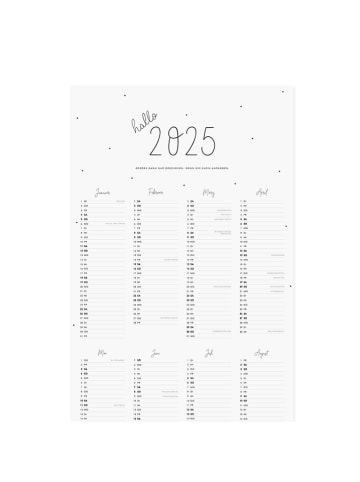 Eulenschnitt Wandkalender "2025" in Weiß - (L)84 x (B)29,7 cm