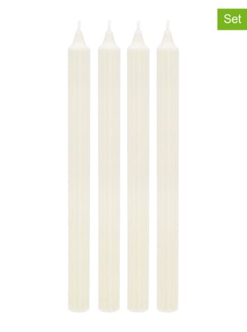 Eulenschnitt 4er-Set: Stabkerzen in Weiß - (H)28 x Ø 2,2 cm