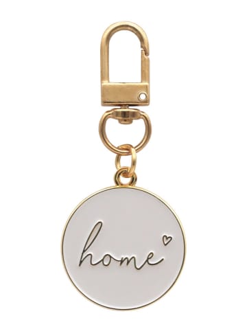 Eulenschnitt Schlüsselanhänger "Home" in Gold/ Weiß - (L)6,8 x (B)3,3 cm