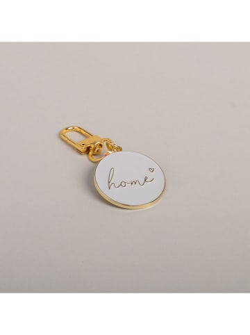 Eulenschnitt Schlüsselanhänger "Home" in Gold/ Weiß - (L)6,8 x (B)3,3 cm