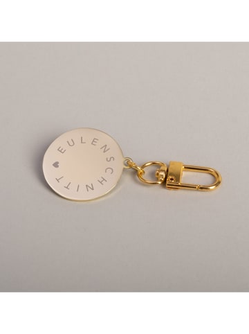 Eulenschnitt Schlüsselanhänger "Home" in Gold/ Weiß - (L)6,8 x (B)3,3 cm