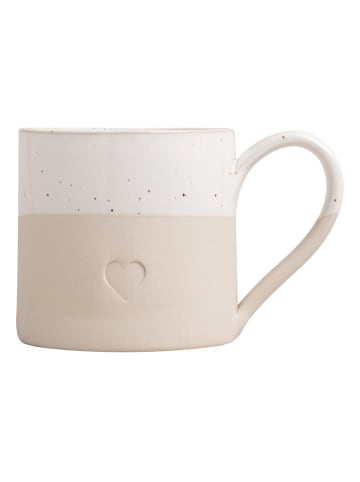 Eulenschnitt Jumbotasse "Herz" in Beige/ Weiß - 450 ml