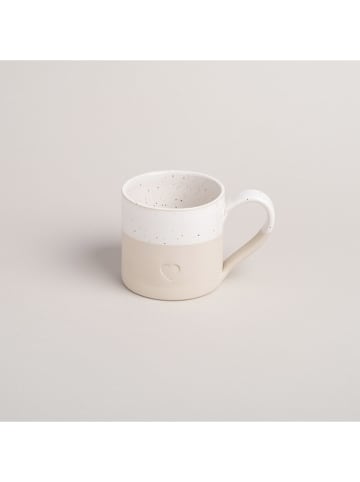 Eulenschnitt Jumbotasse "Herz" in Beige/ Weiß - 450 ml