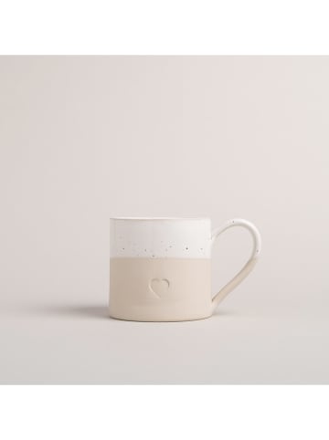 Eulenschnitt Jumbotasse "Herz" in Beige/ Weiß - 450 ml