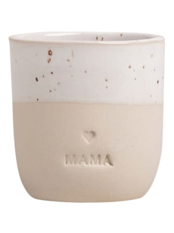 Eulenschnitt Espressobecher "Mama" in Beige/ Weiß - 40 ml