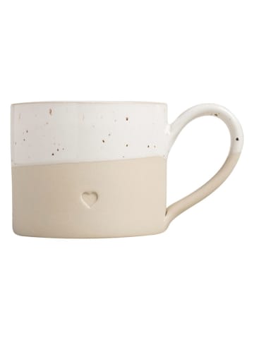 Eulenschnitt Tasse "Herz" in Beige/ Weiß - 220 ml