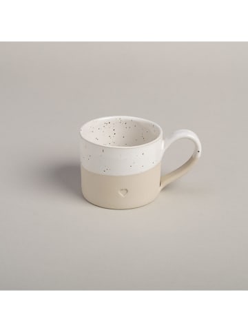 Eulenschnitt Tasse "Herz" in Beige/ Weiß - 220 ml