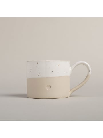 Eulenschnitt Tasse "Herz" in Beige/ Weiß - 220 ml