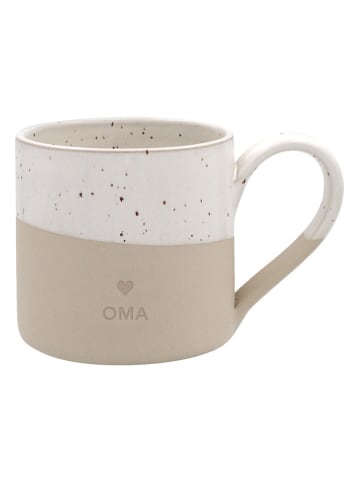 Eulenschnitt Jumbotasse "Oma" in Beige/ Weiß - 450 ml