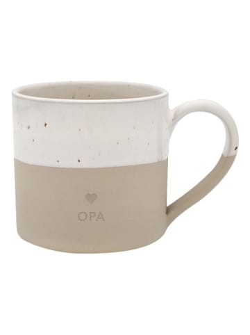 Eulenschnitt Jumbotasse "Opa" in Beige/ Weiß - 450 ml