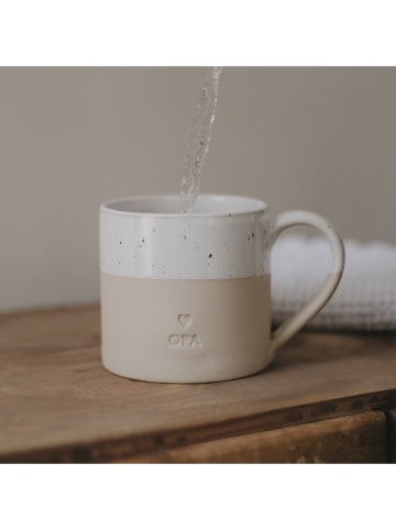 Eulenschnitt Jumbotasse "Opa" in Beige/ Weiß - 450 ml