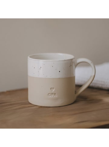 Eulenschnitt Jumbotasse "Opa" in Beige/ Weiß - 450 ml