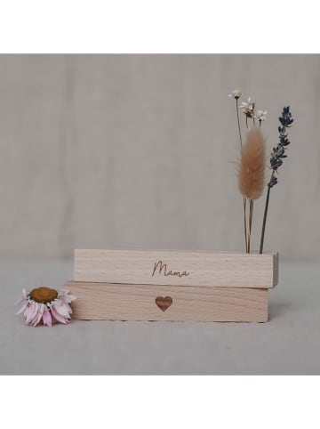 Eulenschnitt 2er-Set: Karten- & Blumenhalter "Mama" in Natur - (B)12 x (H)2 cm