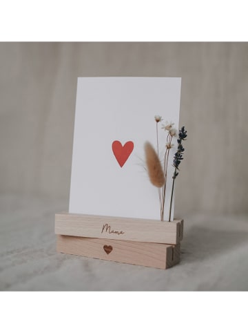 Eulenschnitt 2er-Set: Karten- & Blumenhalter "Mama" in Natur - (B)12 x (H)2 cm