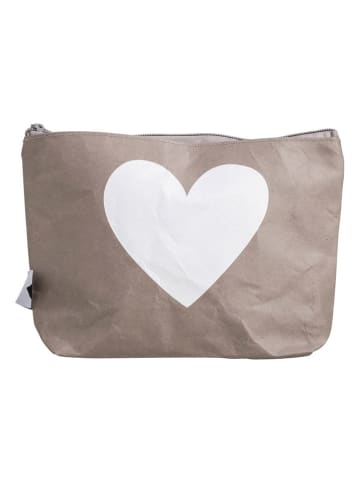 Eulenschnitt Kosmetiktasche "Herz" in Grau - (B)23 x (H)15 x (T)6 cm