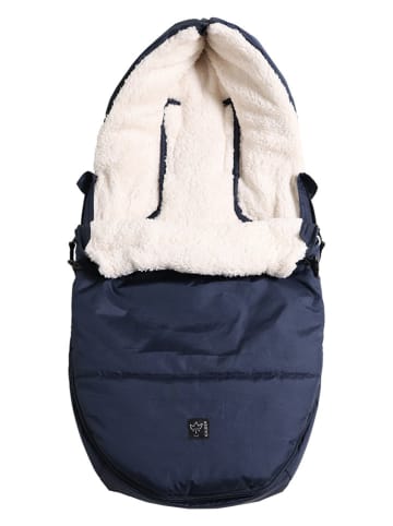 Kaiser Naturfellprodukte Śpiworek "Hoody 2.0" w kolorze granatowym do fotelika - 80 x 40 cm