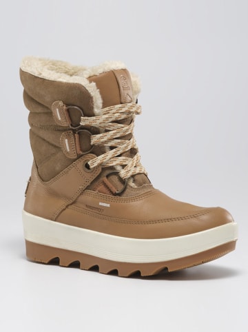 Kamik Skórzane kozaki zimowe "Celestem" w kolorze jasnobrązowym