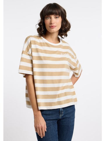 ELBSAND Shirt "Dima" in Beige/ Weiß