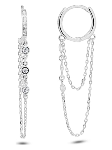 Eclat d'Argent Silber-Creolen mit Edelsteinen