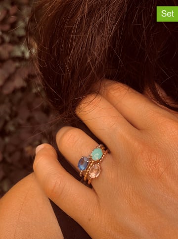Les Petites Précieuses 3-delige set: zilveren ringen met edelstenen