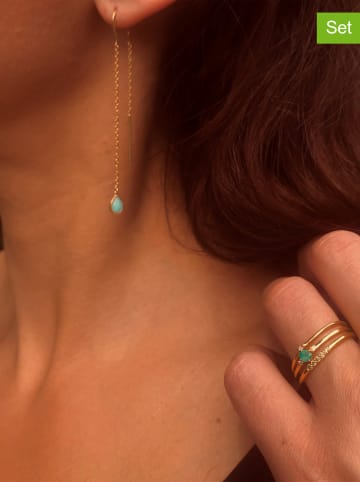 Les Petites Précieuses 3er-Set: Vergold. Ringe mit Diamanten und Edelsteinen