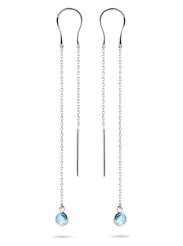 Les Petites Précieuses Zilveren oorhangers met edelstenen