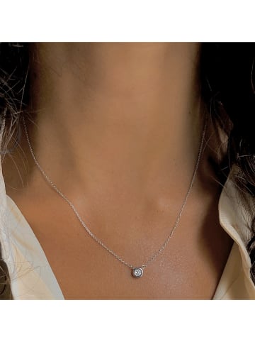 Les Petites Précieuses Srebrny naszyjnik z zawieszką z diamentem - dł. 39 cm