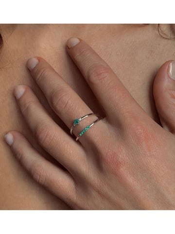 Les Petites Précieuses Srebrny pierścionek ze szmaragdami