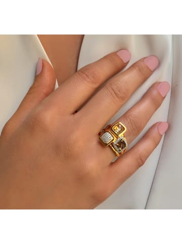 Les Petites Précieuses Vergulde ring met edelstenen
