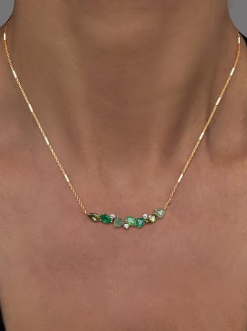 Les Petites Précieuses Pozłacany naszyjnik z kamieniami szlachetnymi - dł. 16 cm