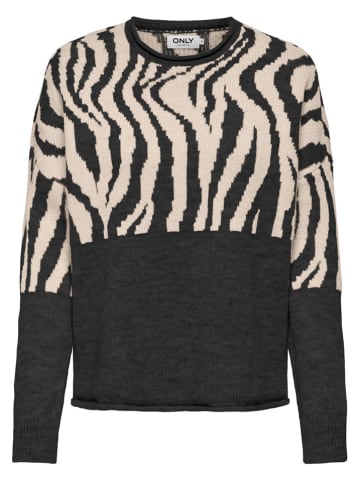 ONLY Pullover "Jade" in Schwarz/ Beige