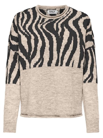 ONLY Pullover "Jade" in Beige/ Schwarz