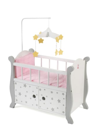 Bayer CHIC 2000 Puppenbett mit Mobile in Grau/ Weiß/ Rosa - ab 3 Jahren