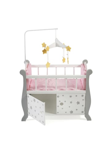Bayer CHIC 2000 Puppenbett mit Mobile in Grau/ Weiß/ Rosa - ab 3 Jahren
